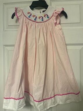 Light Pink Unicorn Smocked Dress for Girls